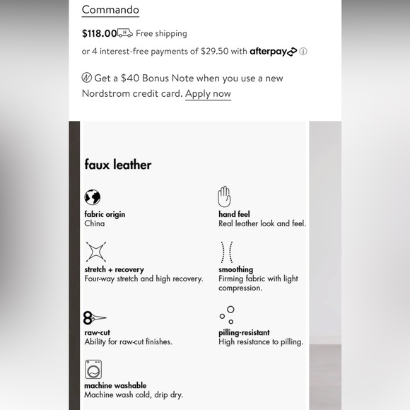 Commando Control Top Faux Leather Leggings, dark gray color, Sz M - fits like Sm - Picture 8 of 10